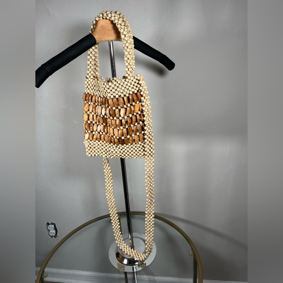 Wooden beaded purse. Long strap for a crossbody or shoulder purse - Picture 2 of 6